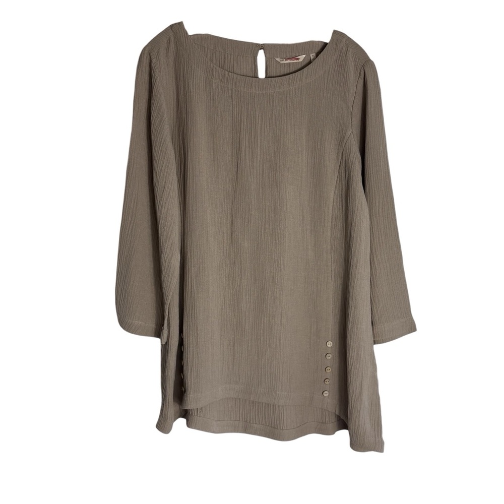SOFT SURROUNDINGS Oceo Gauze Crinkle Boxy Fit Tunic in Taupe Size XL - Picture 3 of 10